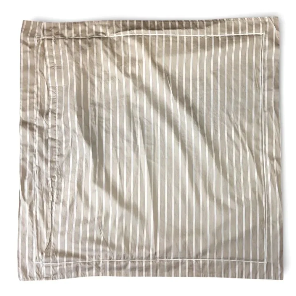 Restoration Hardware Tan Ivory Striped Italian Cotton Euro Shams Set Of 3